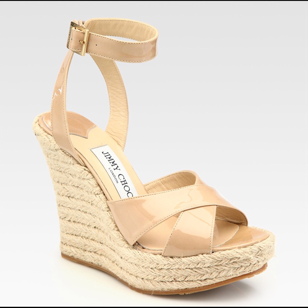 JIMMY CHOO Nude Phoenix Espadrilles Size 37